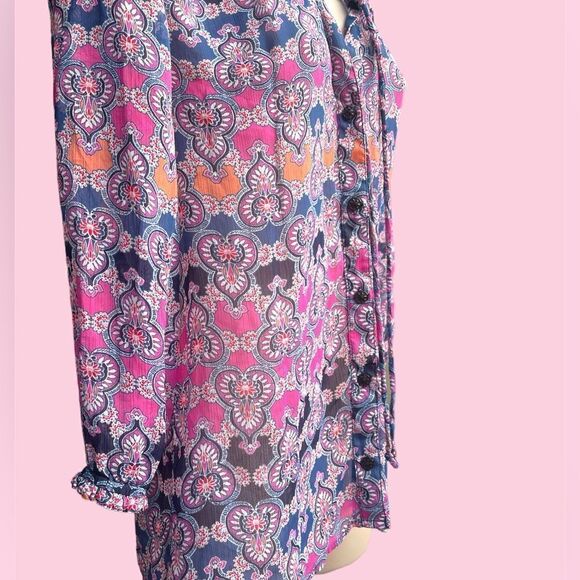 Democracy pink Paisley Blouse size S - Picture 2 of 5